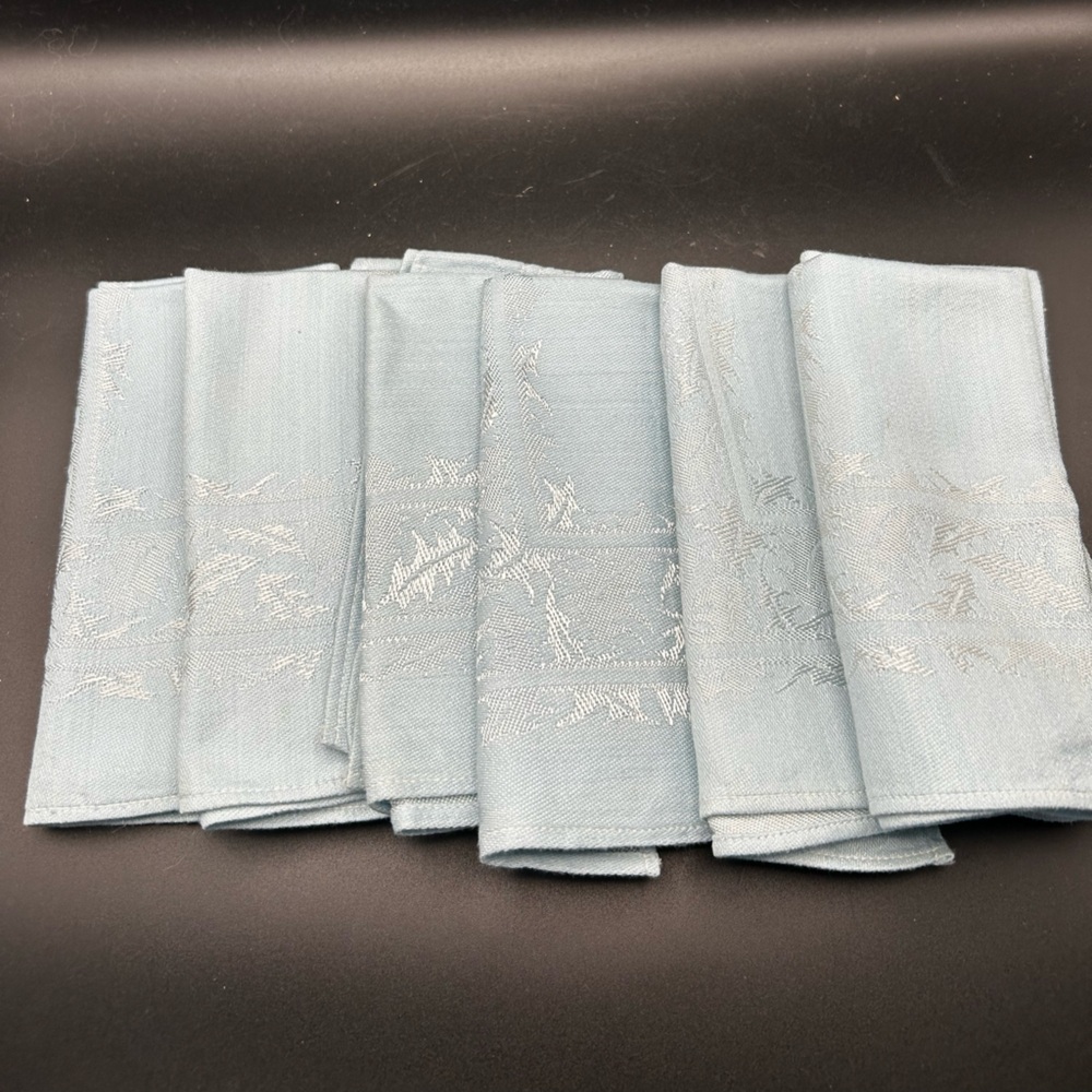 Elegant Light Blue Linen Napkins Set of 6